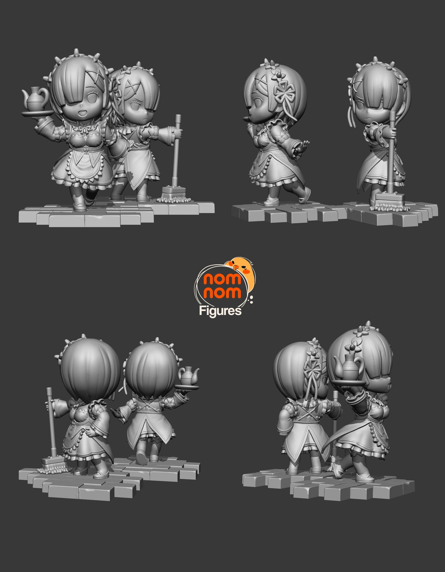 Unpainted Nom Nom Rem and Ram Re_Zero image 2