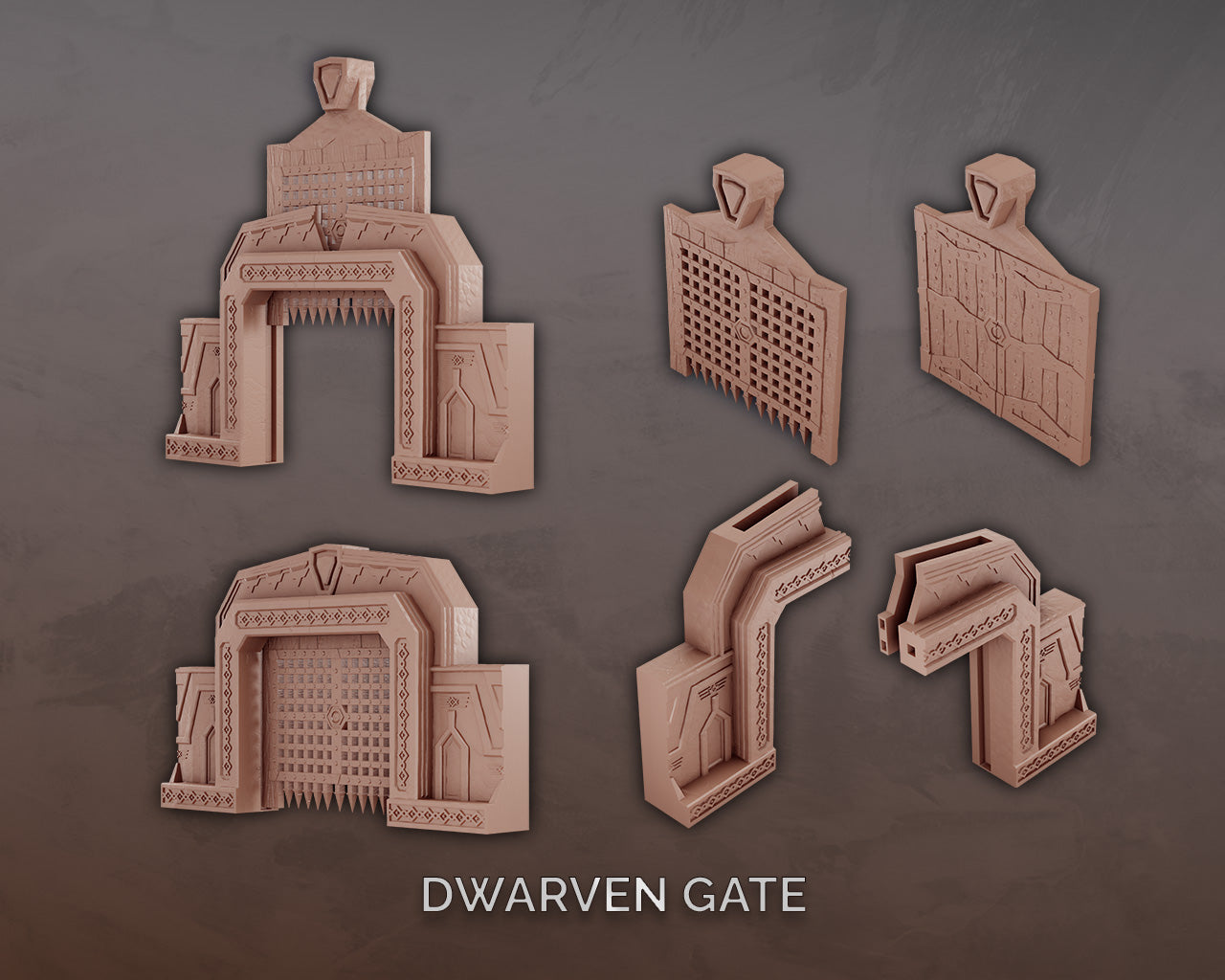 Unpainted Dwarven Columns, Gate and Watcher Set image 1