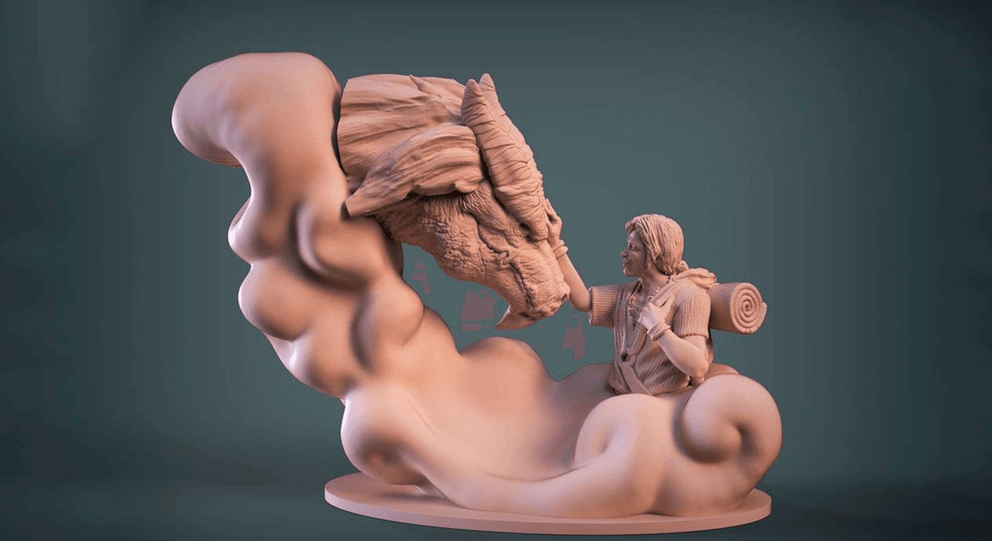 Unpainted Dragon And Rider Bust image 0