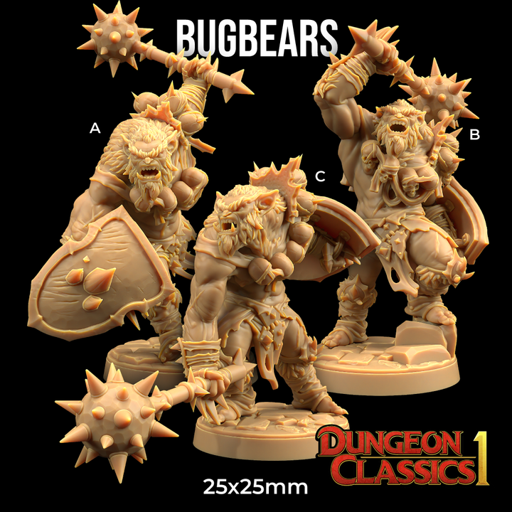 Unpainted Bugbears 3D Printable Dungeon Classics Miniatures