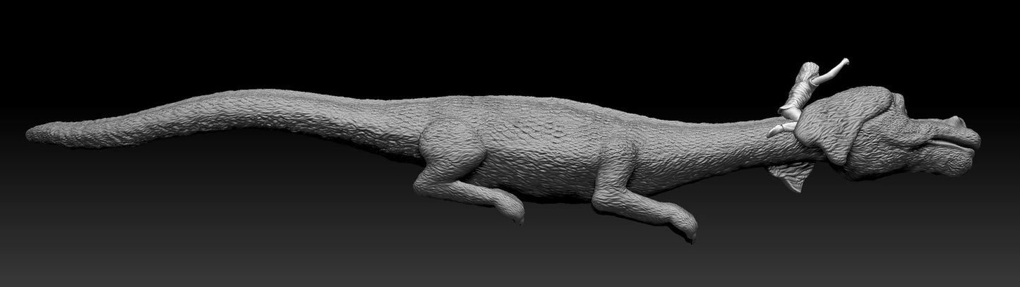 Unpainted Falkor with Altreyu Never Ending Story