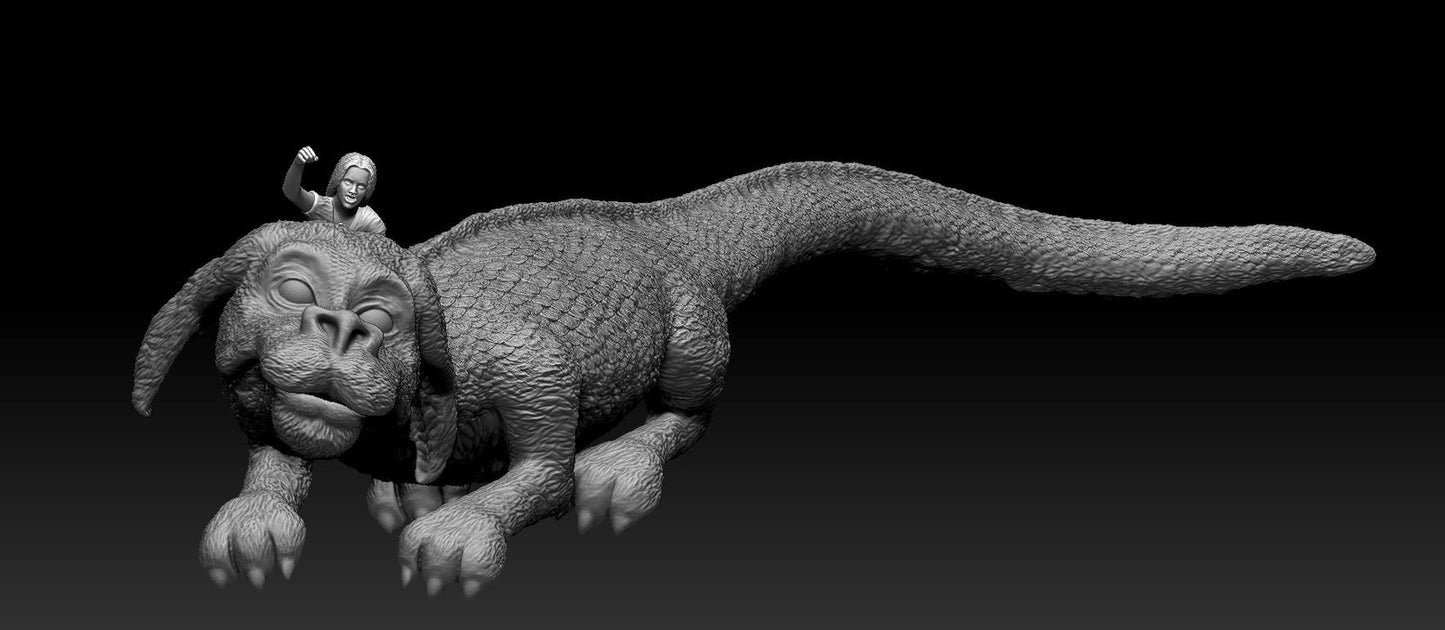 Unpainted Falkor with Altreyu Never Ending Story