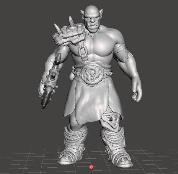 Unpainted Barbarian Orc With Large Axe