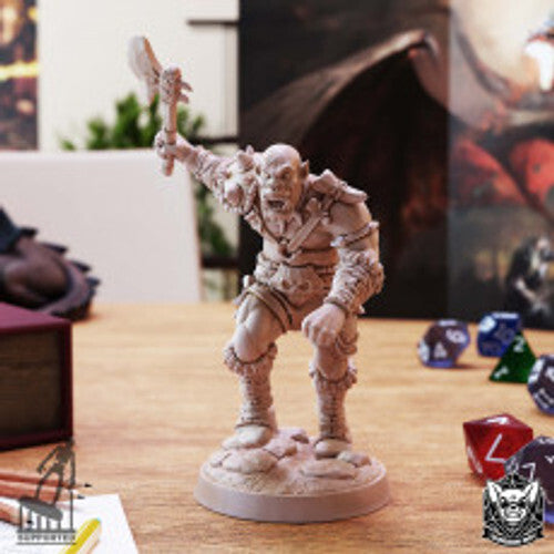 Unpainted Detailed 3D Printable Orc Model for Tabletop Gaming