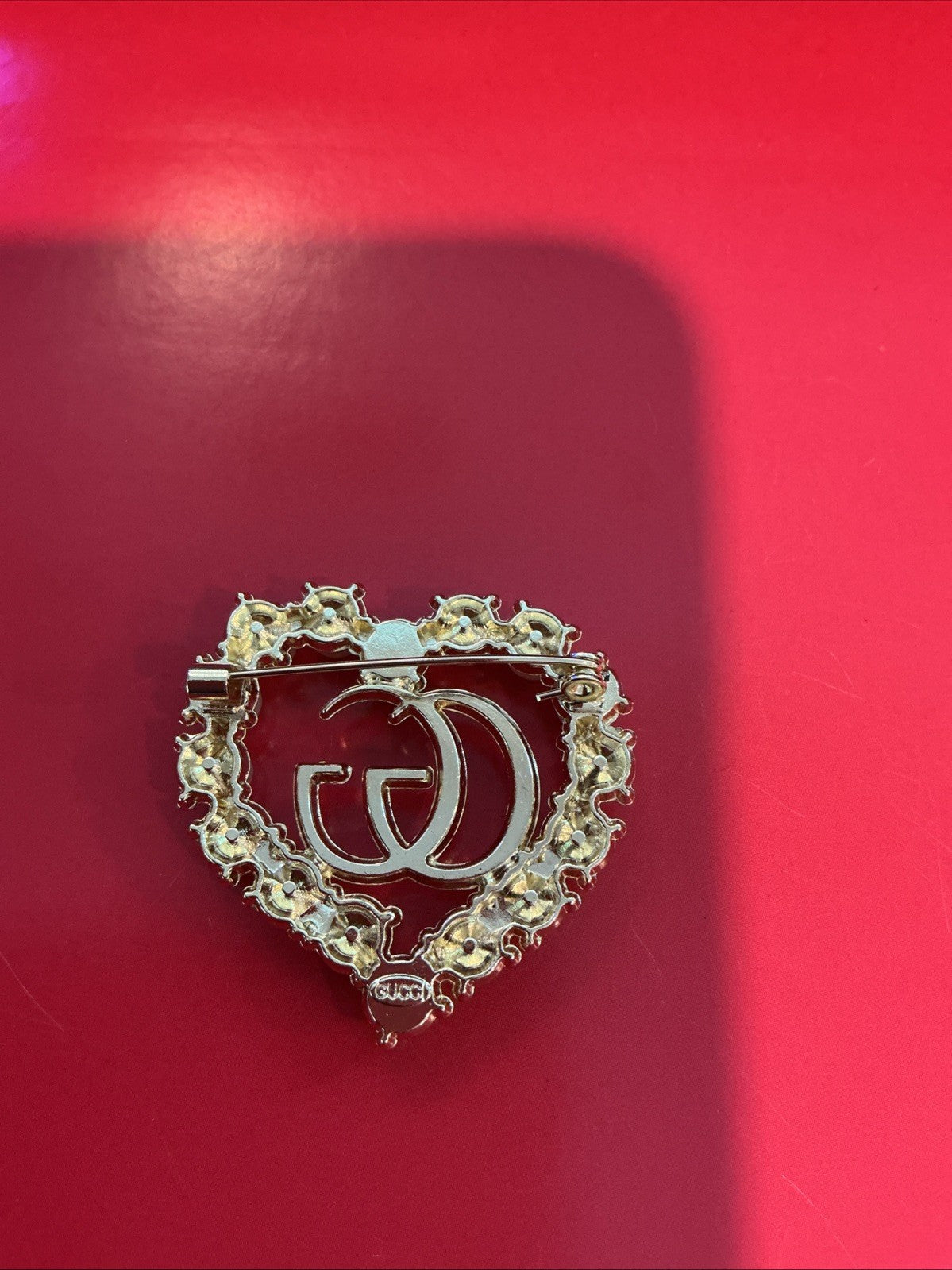 upcycled Stamped Pearl Gucci Brooch