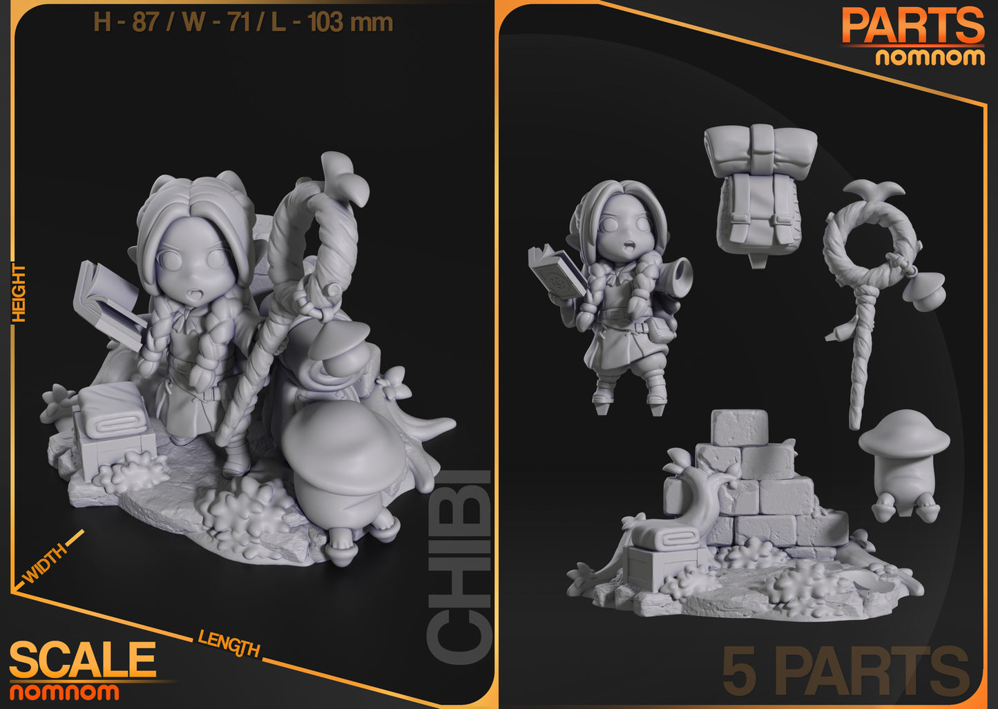 Unpainted Nom Nom Chibi Marcille Dungeon Meshi