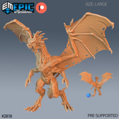 Unpainted Epic 3D Printable Red Dragon Guild Leader: Ruby Legendary Drake
