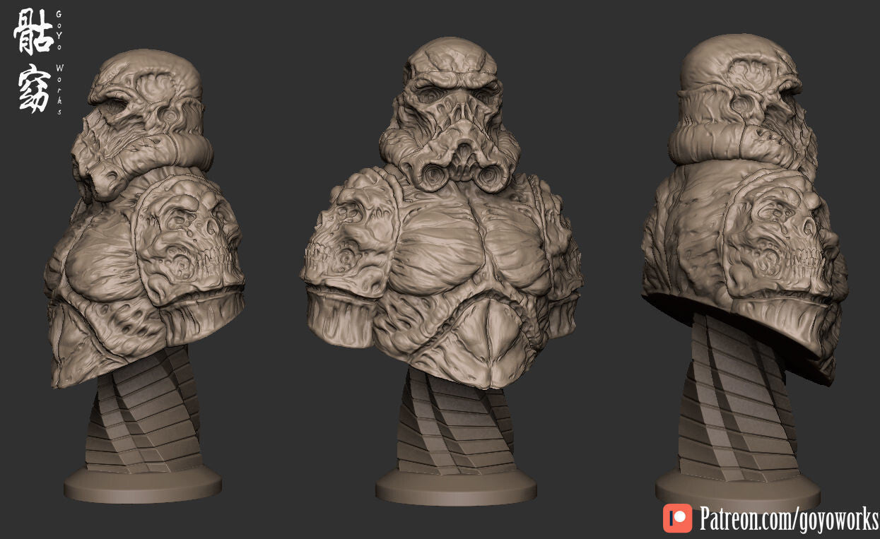Unpainted UNDEAD BUST - Necromorph Soldier