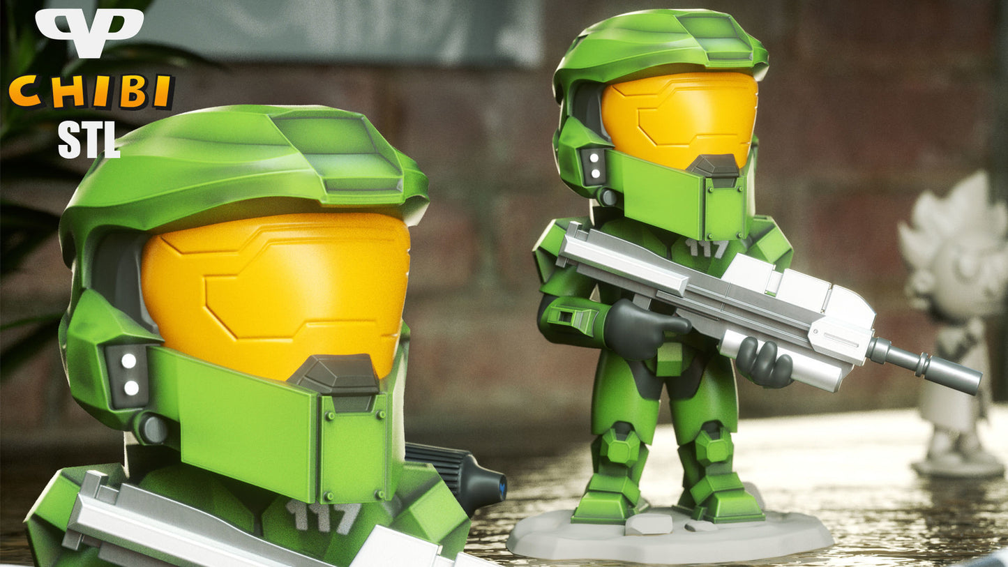 Unpainted Master Chief Chibi Halo Chibi
