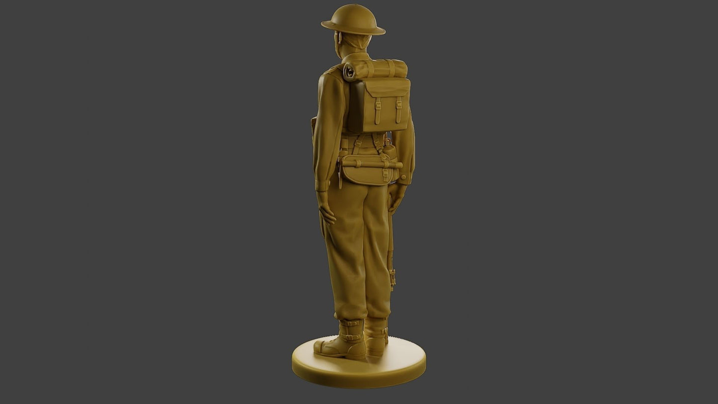 Unpainted British Soldier Attention WW2