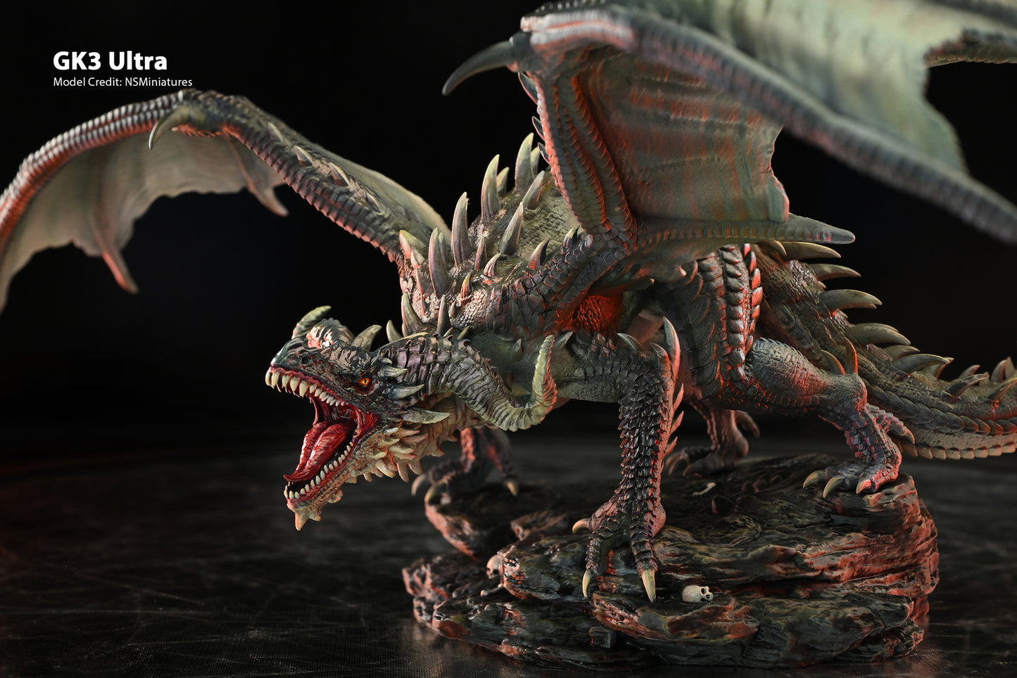 Unpainted Vibrant Young Red Dragon Figurine for 3D Printing