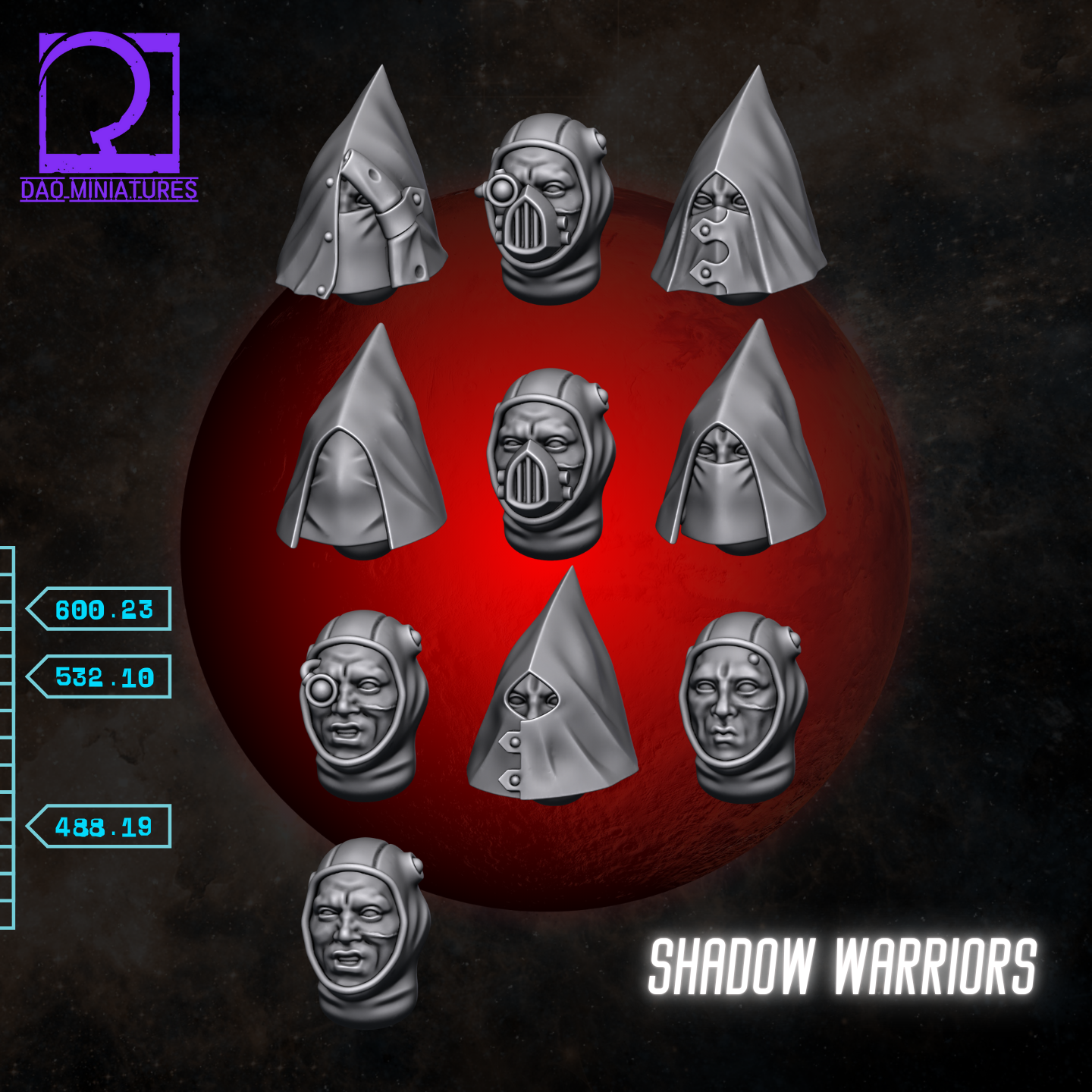 Unpainted Shadow Warriors Heads