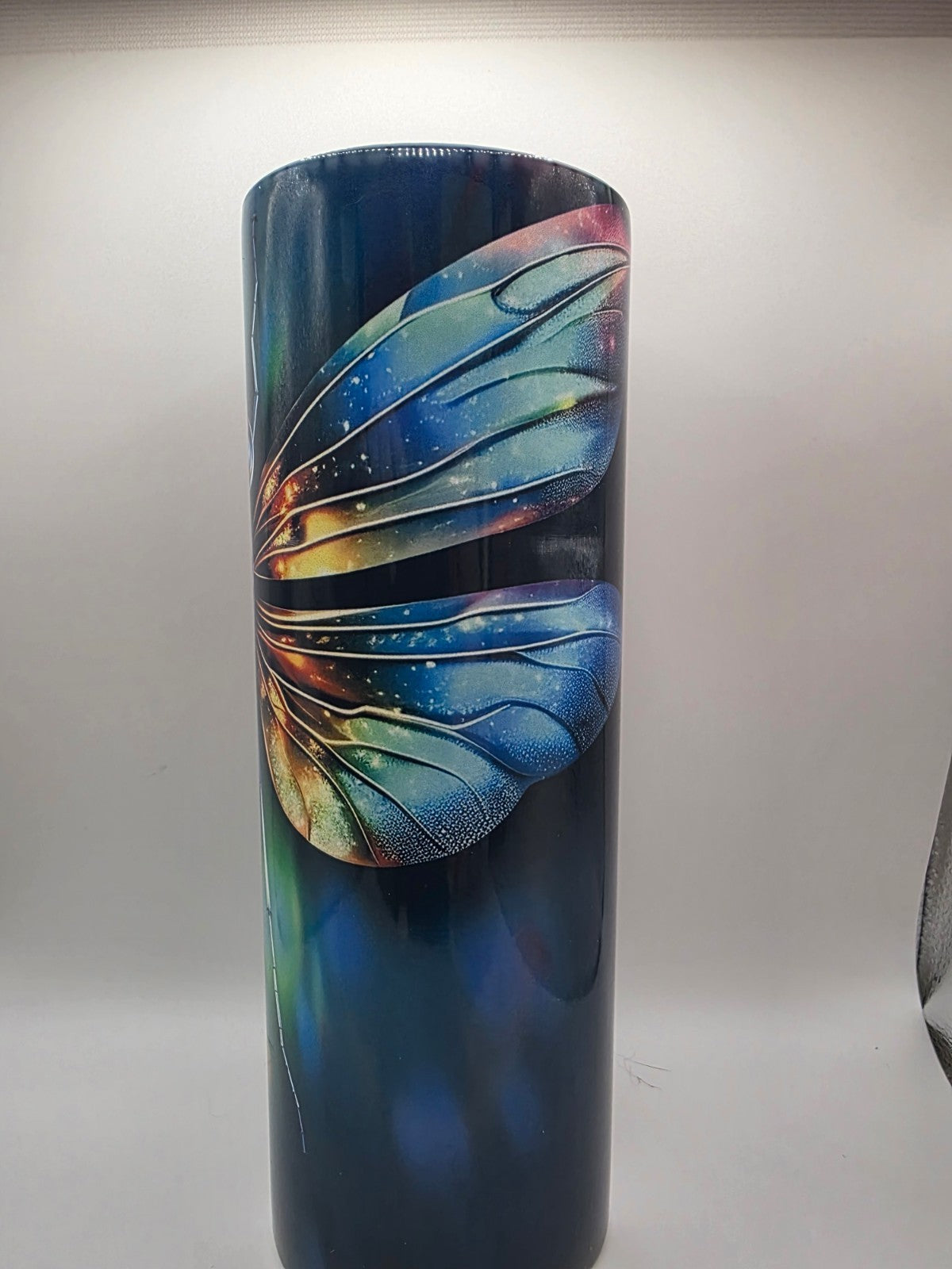 20 Ounce Metal Tumbler with lid and straw and box Dragonfly