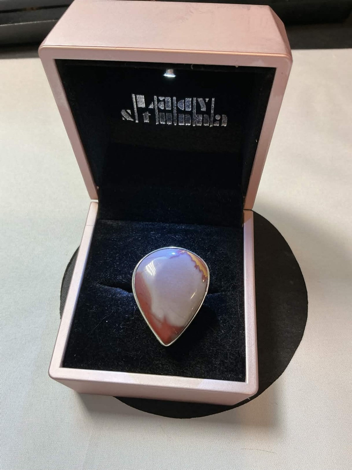 Botswana Agate o set in a sterling silver ring.