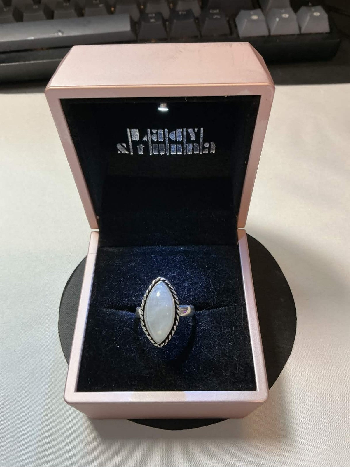 marquise-cut moonstone sterling silver