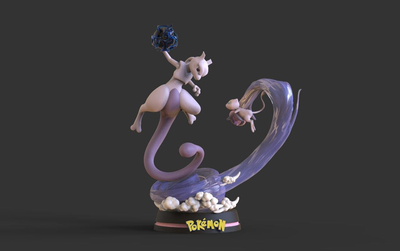 Unpainted-Mewtwo-VS-Mew