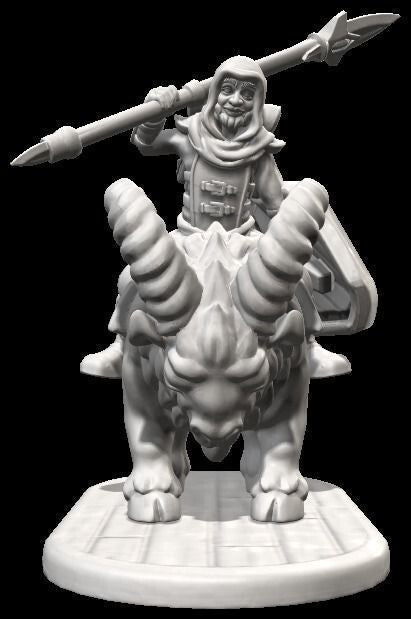 Unpainted Mounted Halfling Fighter