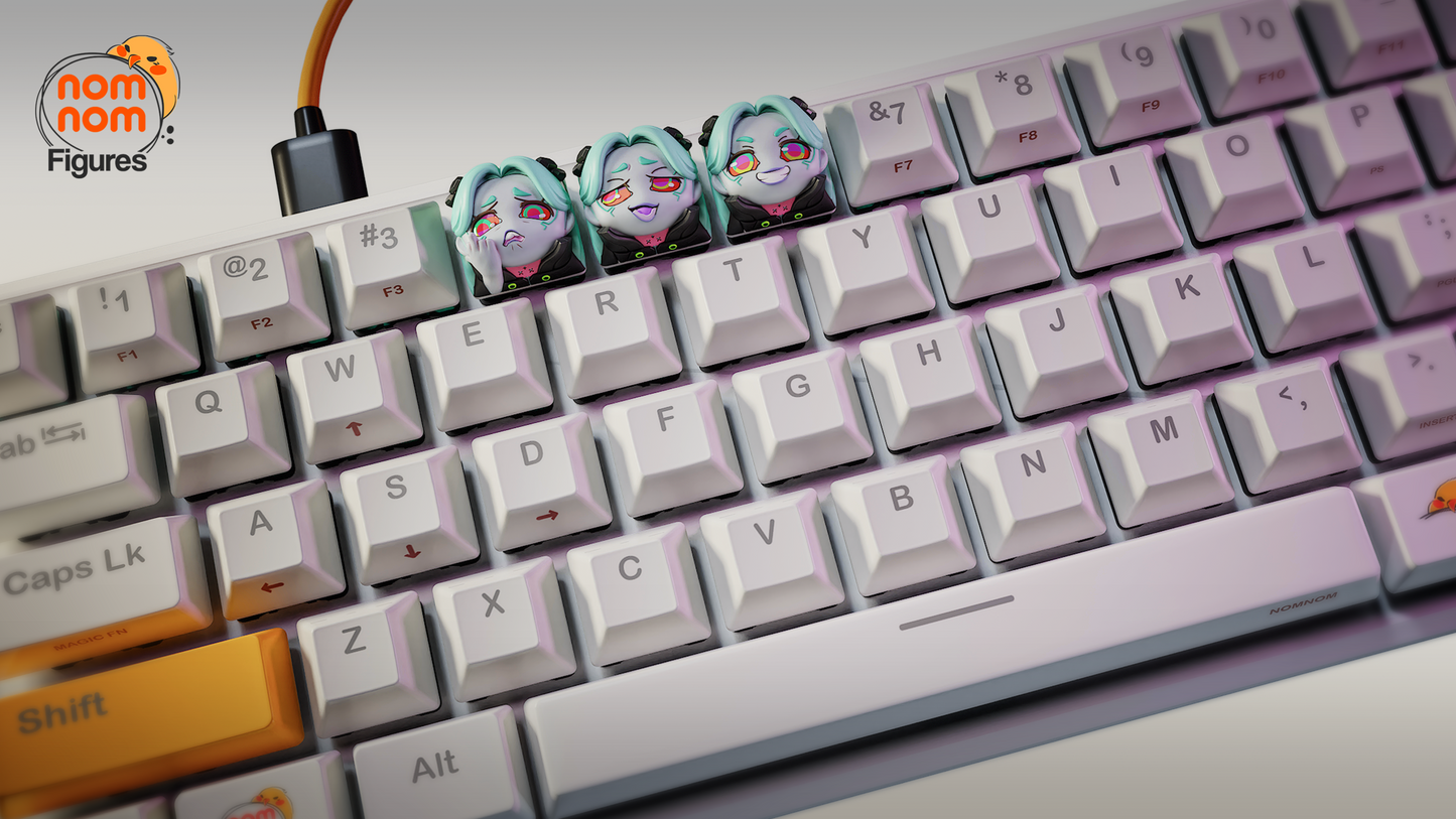 Unpainted Nom Nom Rebecca - Cyberpunk Key Caps image 1