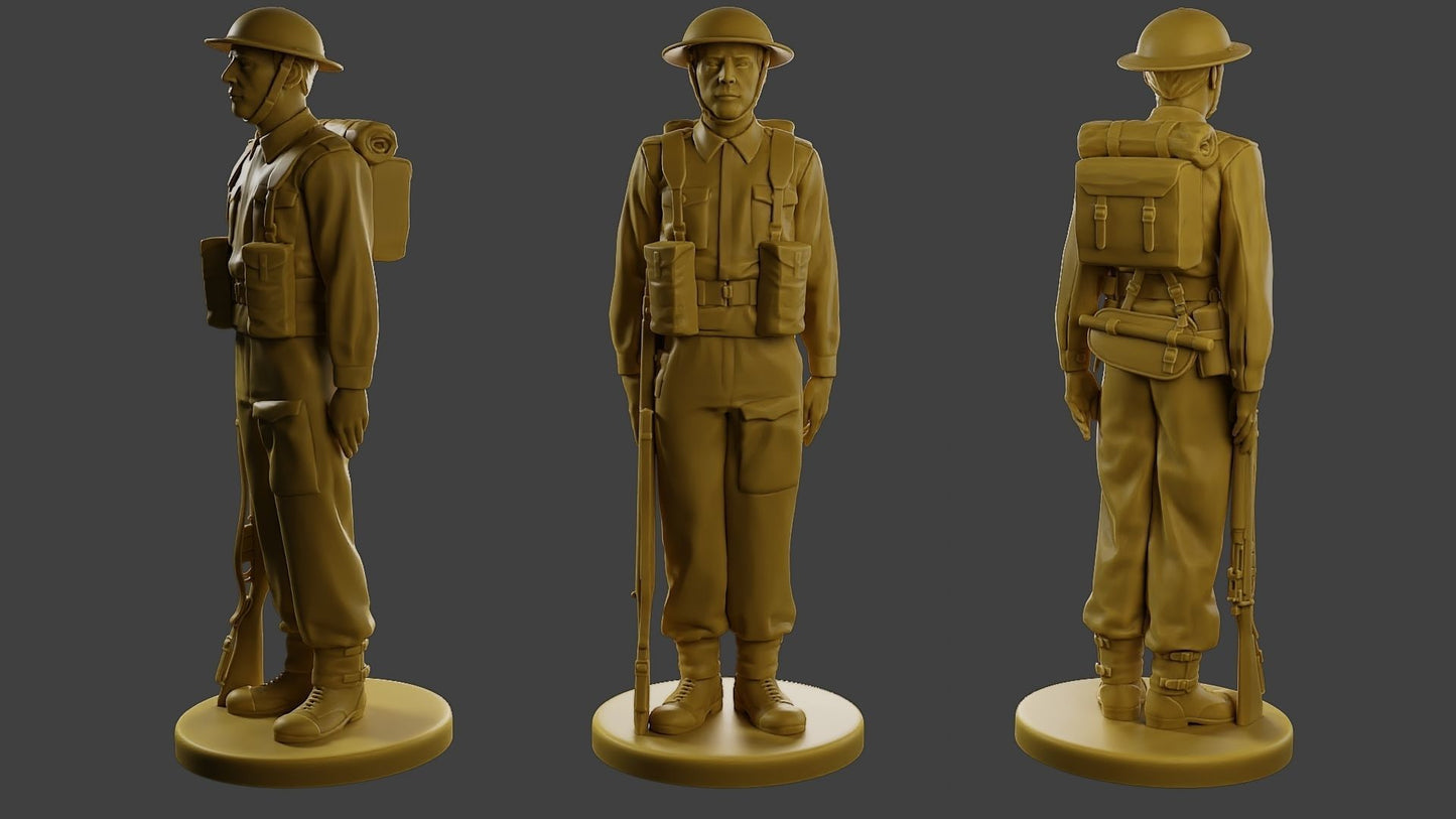 Unpainted British Soldier Attention WW2 image 1