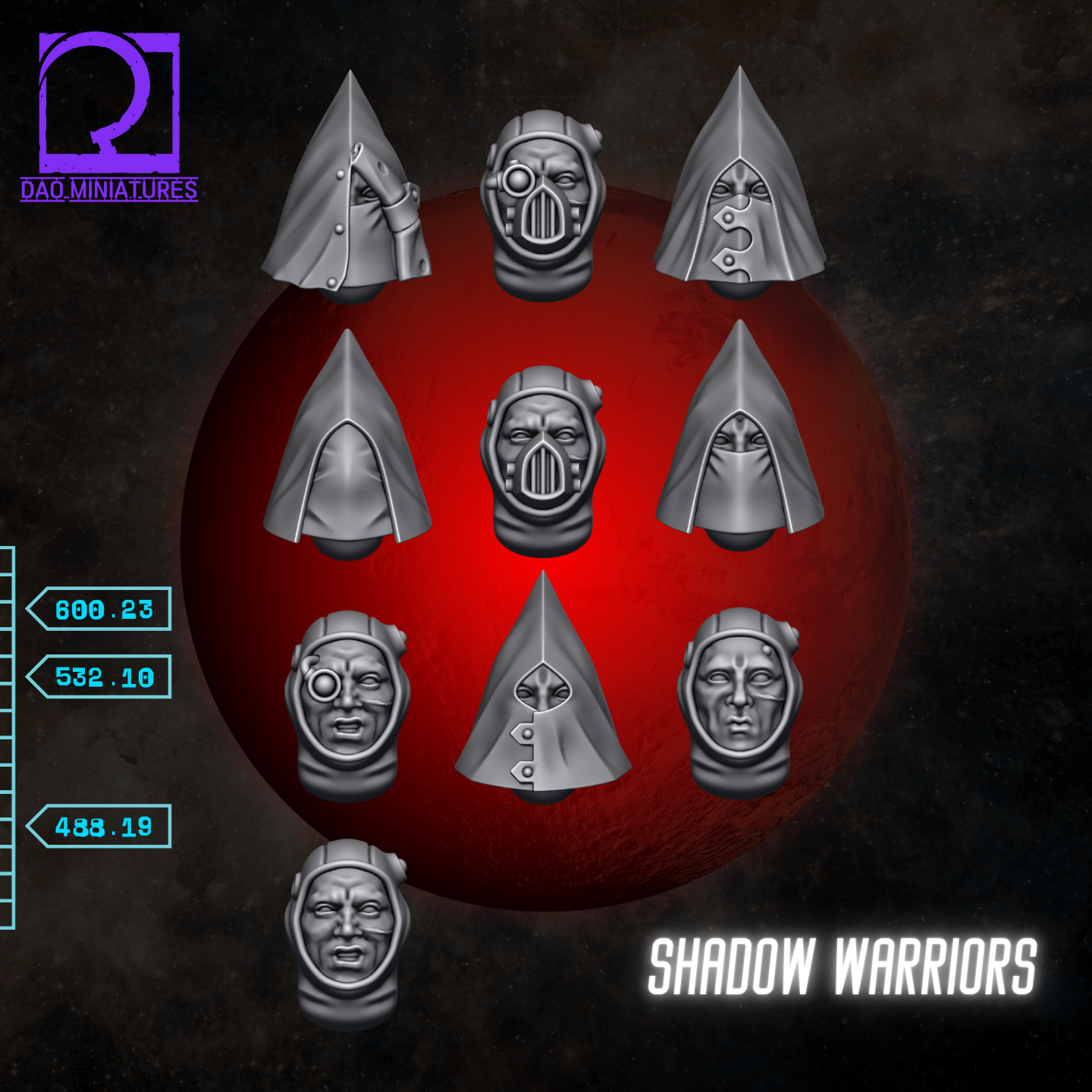 Unpainted Shadow Warriors Heads image 2