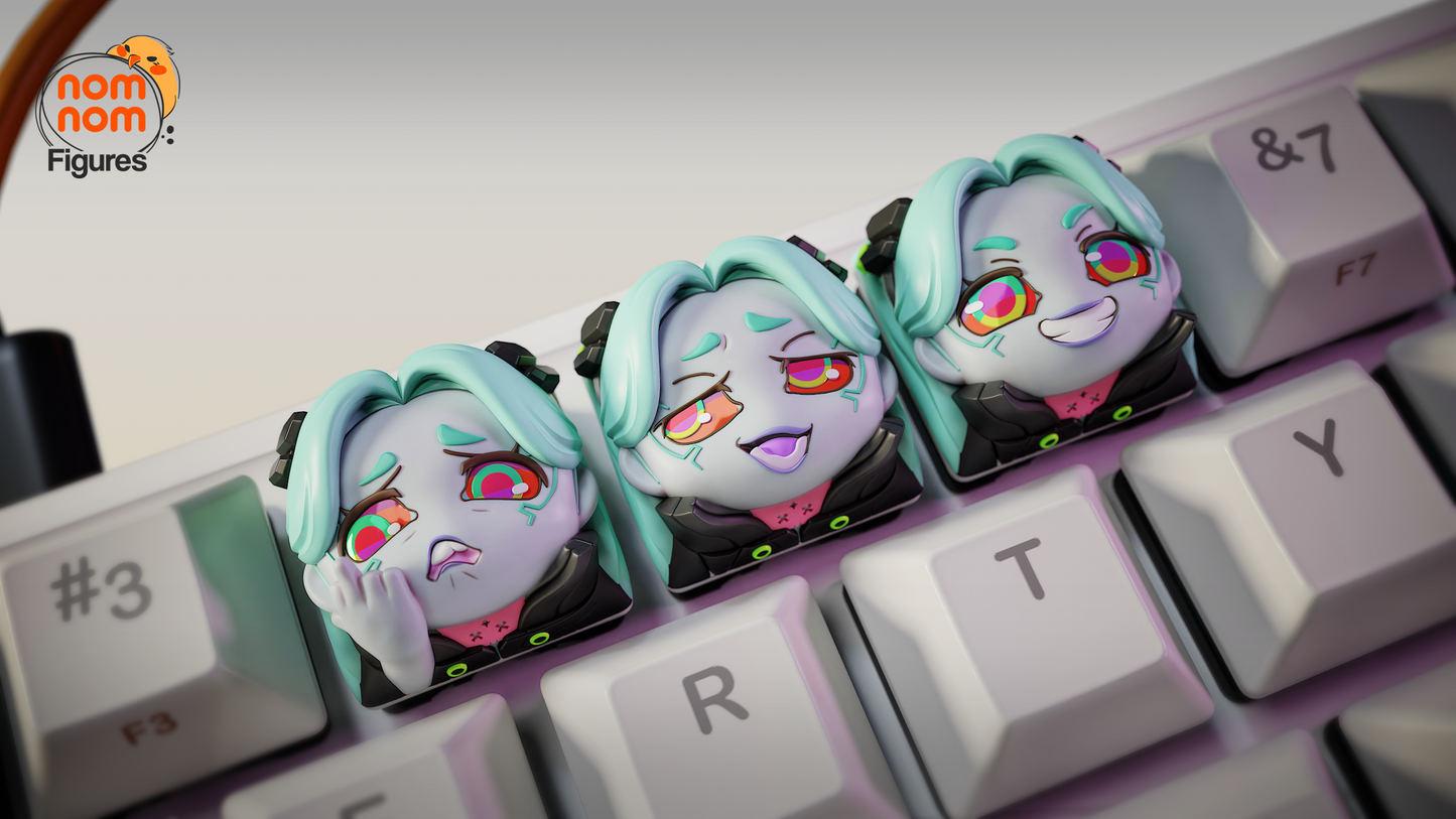 Unpainted Nom Nom Rebecca - Cyberpunk Key Caps image 2