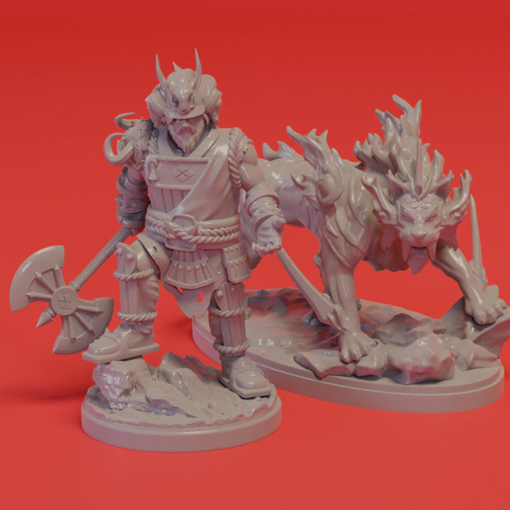 Unpainted Takeda Shingen and Byakko Figure Set image 3