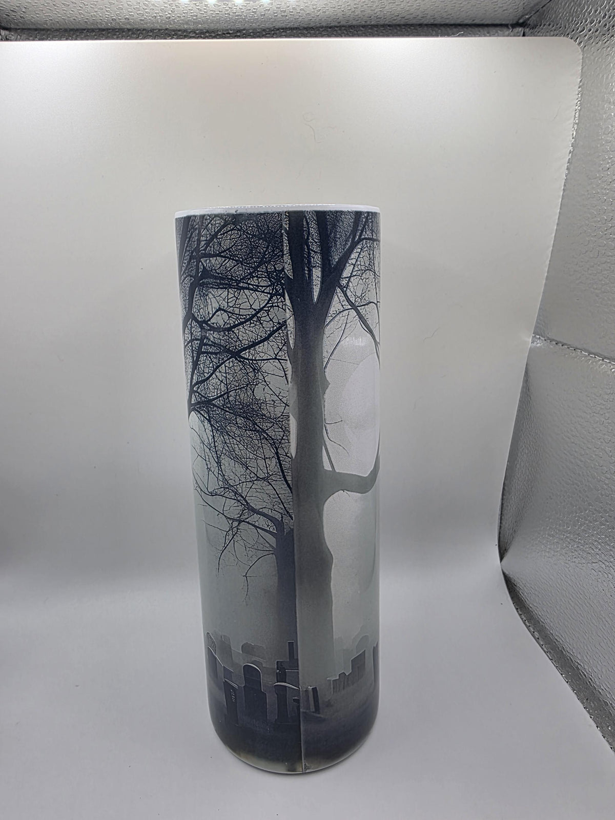 20 Ounce Tumbler with lid and straw and box Graveyard