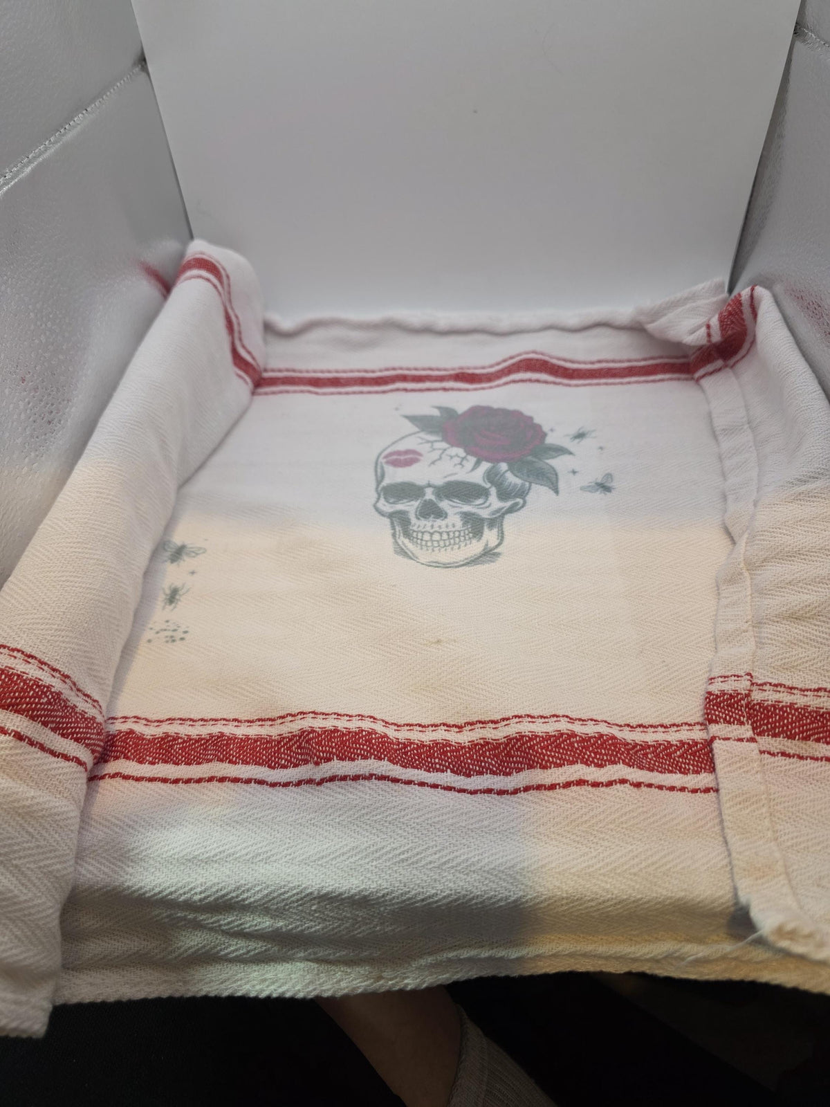 Skull Dish Towel Red