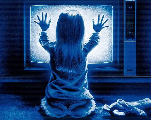 Unpainted Poltergeist Carol Anne and teddy Touching the Tv