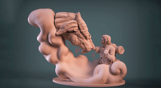 Unpainted Dragon And Rider Bust image 0