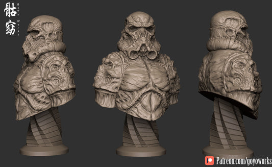 Unpainted UNDEAD BUST - Necromorph Soldier image 0