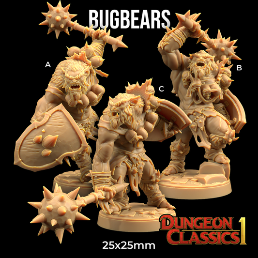 Unpainted Bugbears 3D Printable Dungeon Classics Miniatures