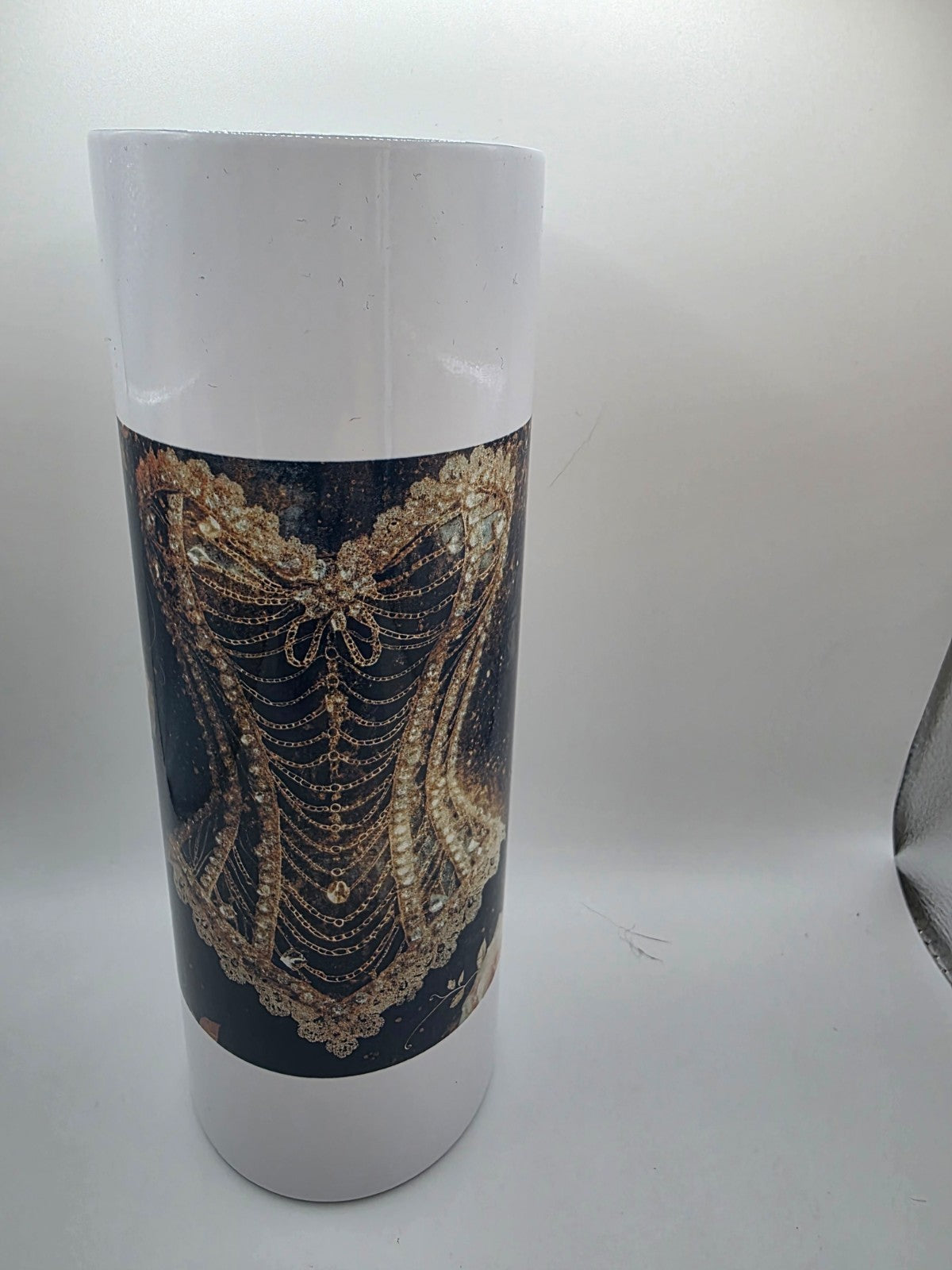 20 Ounce Metal Tumbler with lid and straw and box Lace Corset
