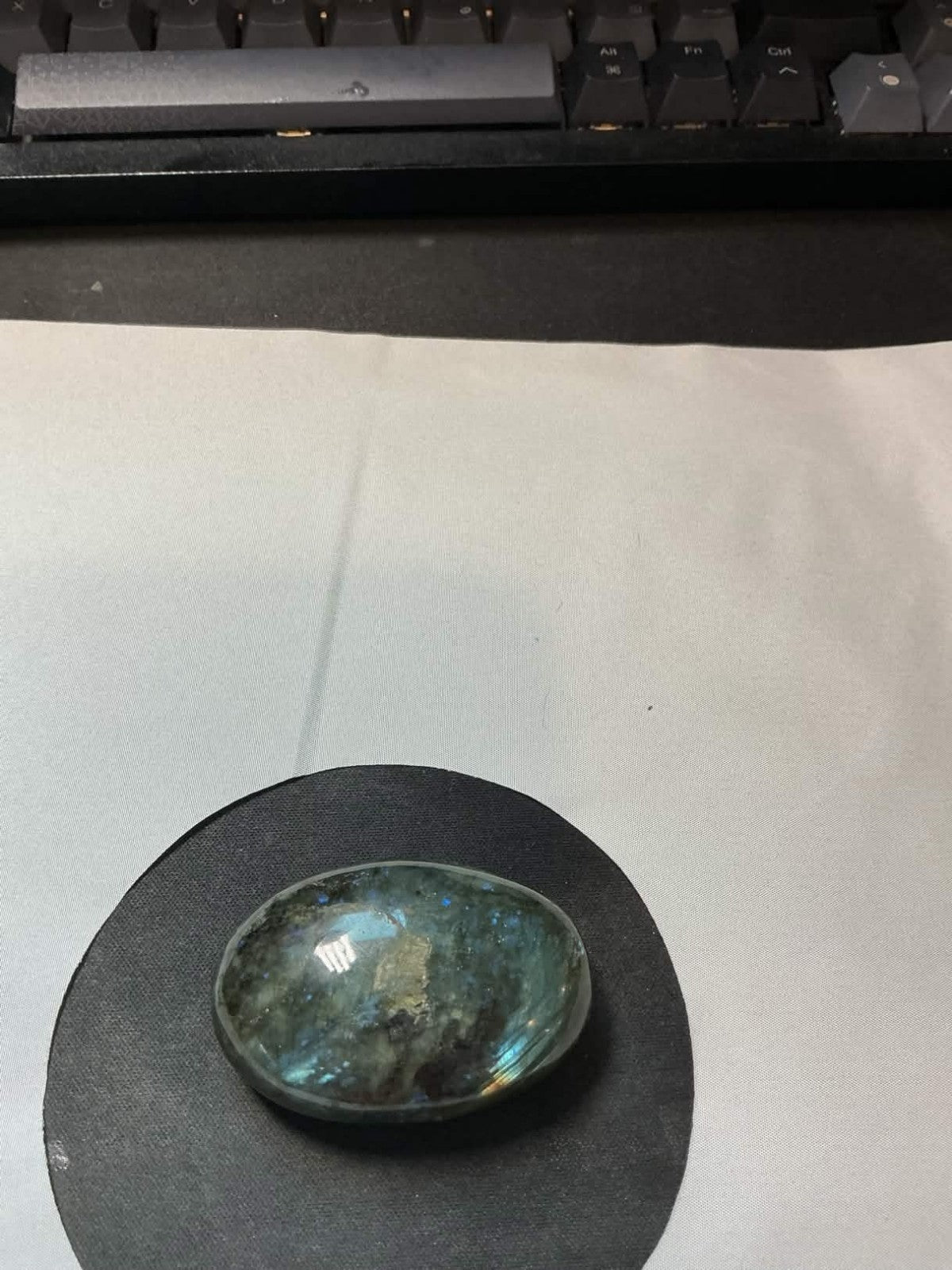 Labradorite, a type of feldspar mineral.