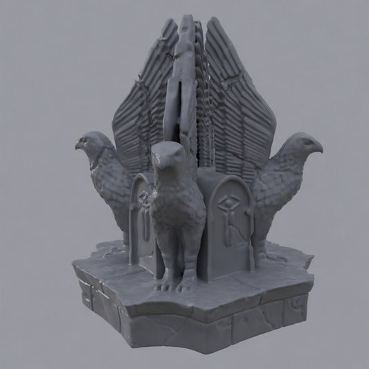 Unpainted Ancient Hilltop Ruin - Bird Statue