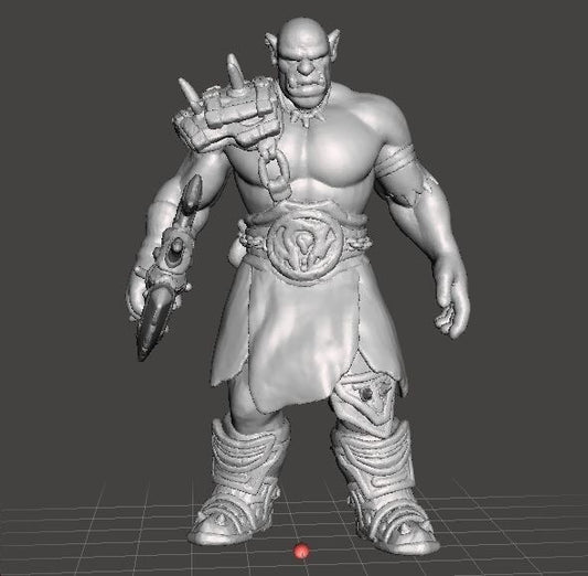Unpainted Barbarian Orc With Large Axe