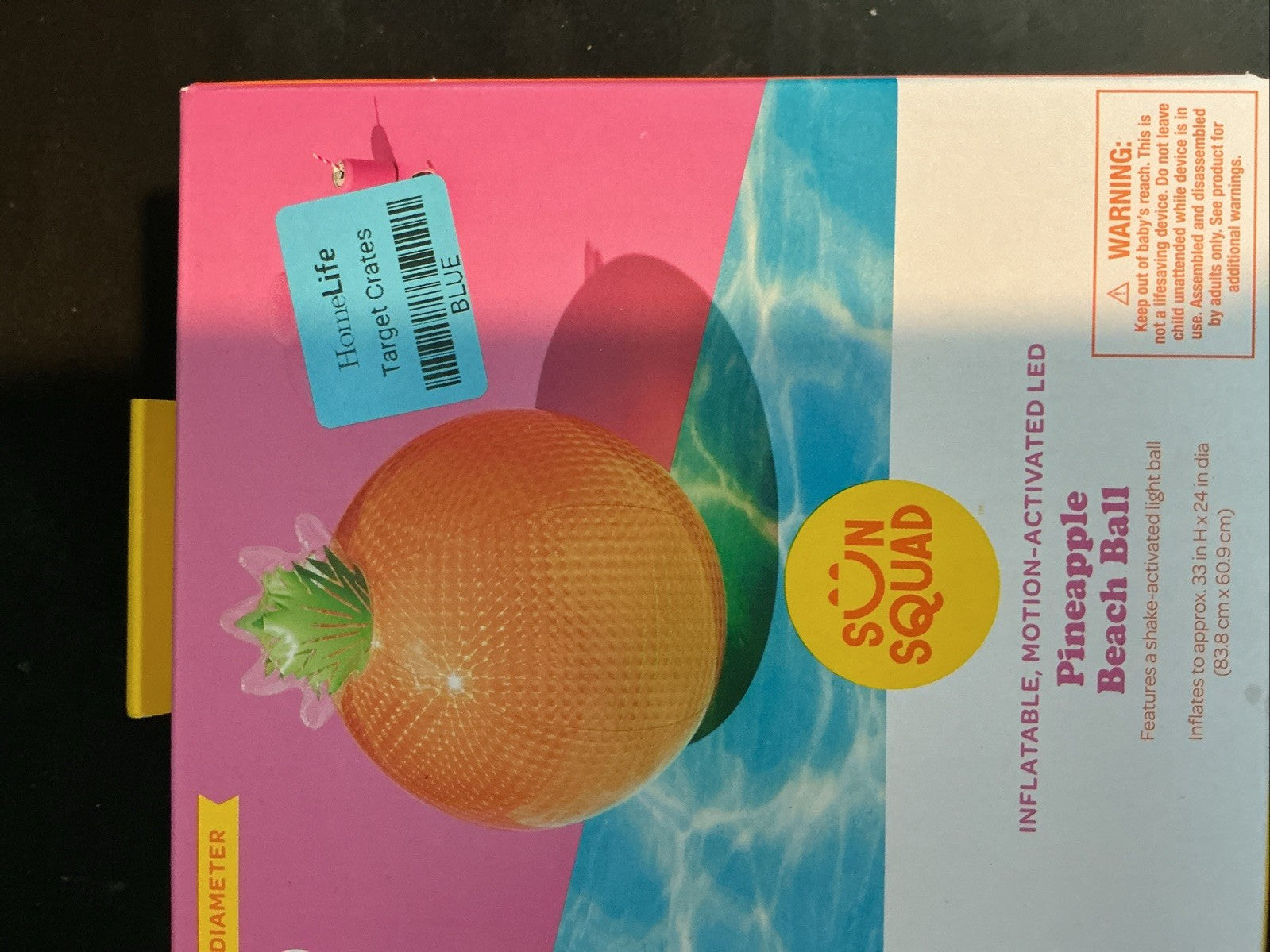 Sun Squad - Pineapple Light Up Beach Ball - Motion activated LED - Brand New