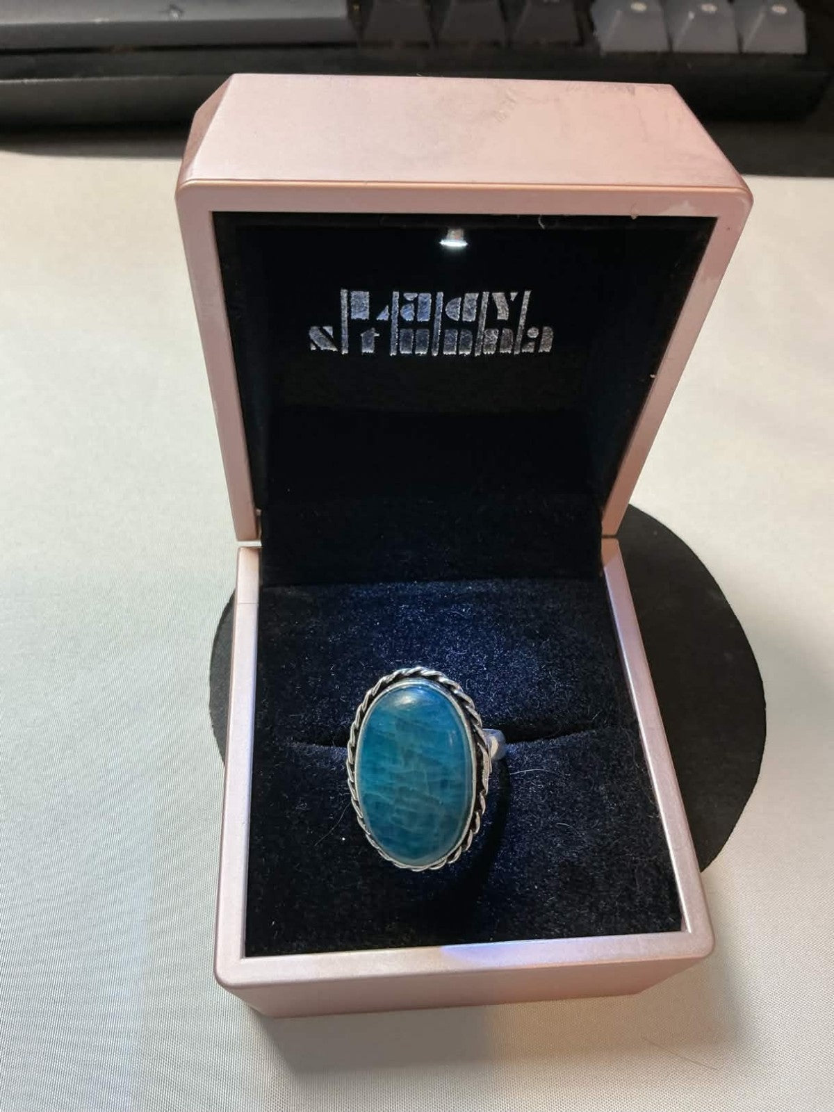 sterling silver ring featuring a blue turquoise stone, likely handcrafted in a N