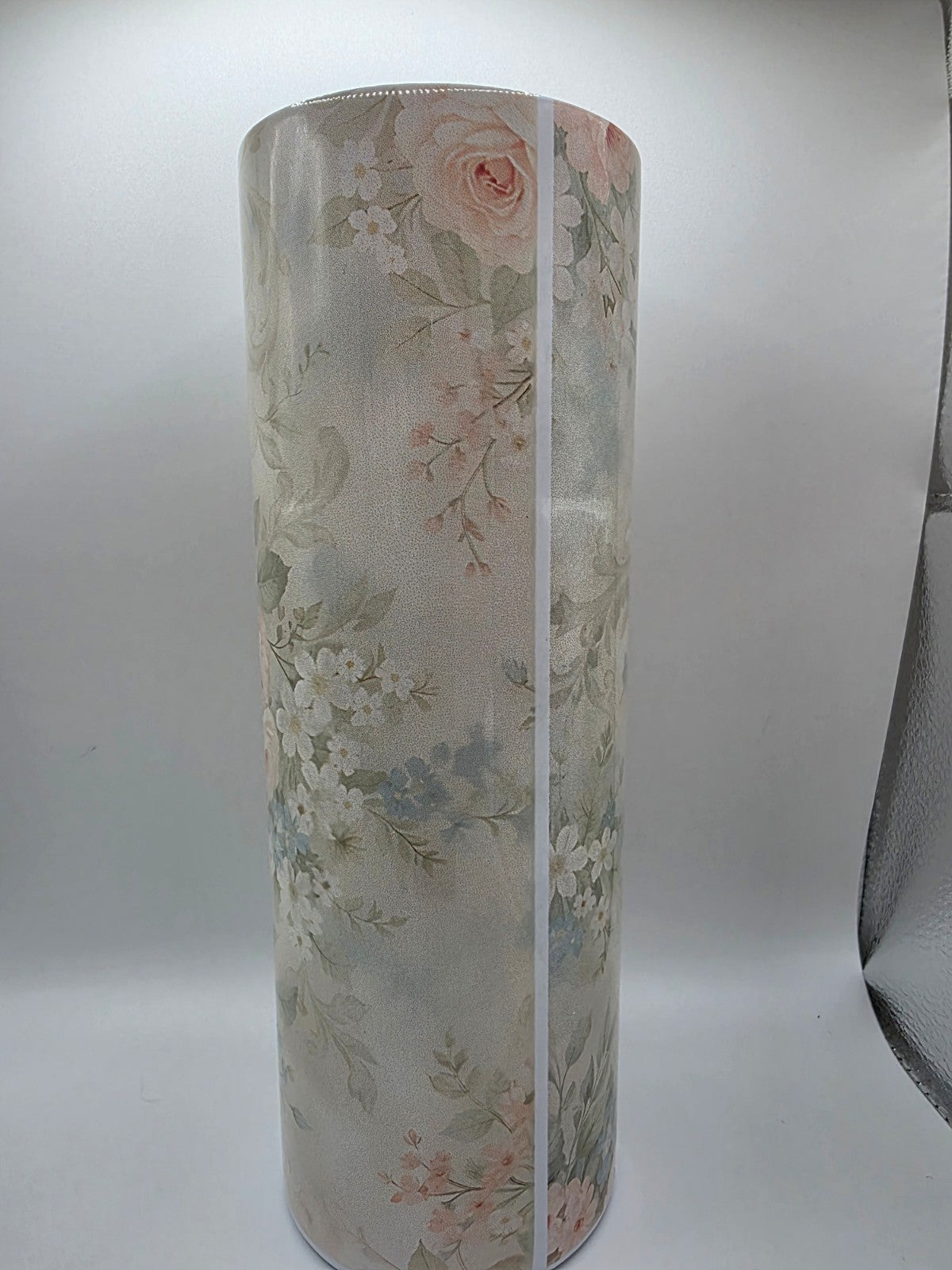 20 Ounce Metal Tumbler with lid and straw and box Flowers