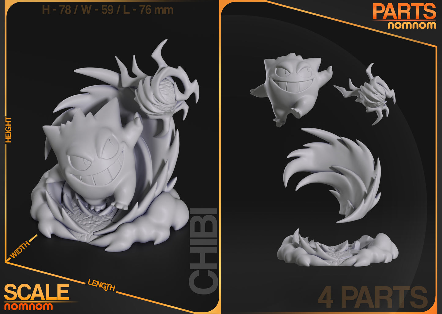 Unpainted Nom Nom Chibi Gengar Pokemon