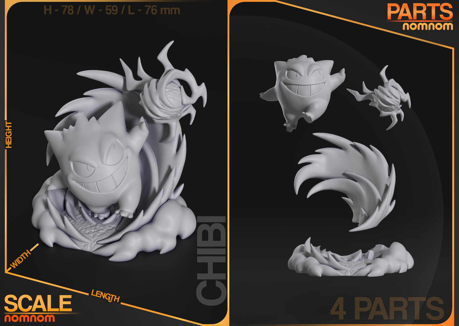Unpainted Nom Nom Chibi Gengar Pokemon