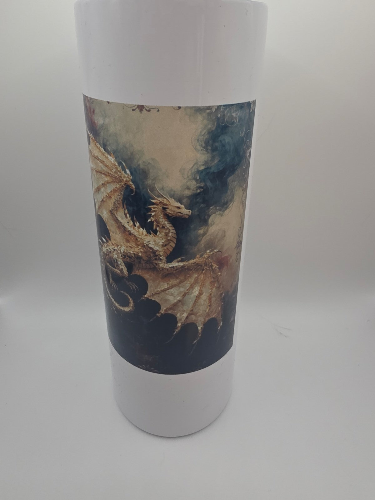 20 Ounce Metal Tumbler with lid and straw and box Dragon