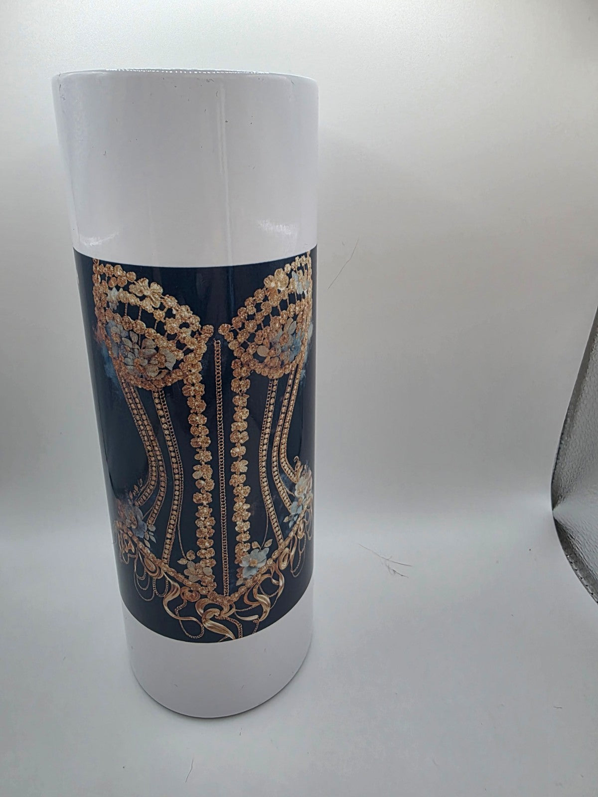 20 Ounce Metal Tumbler with lid and straw and box  Peal Corset