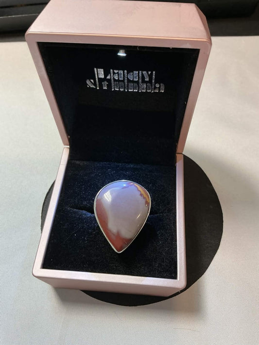 Botswana Agate o set in a sterling silver ring.