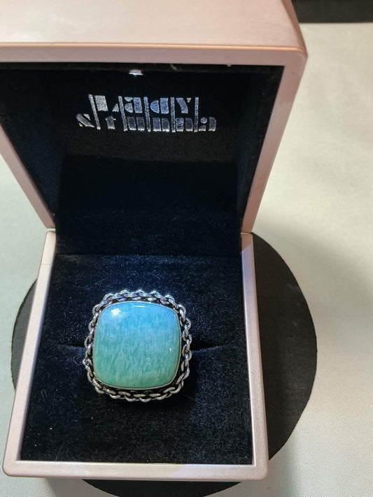 natural Amazonite ring set in 925 sterling silver