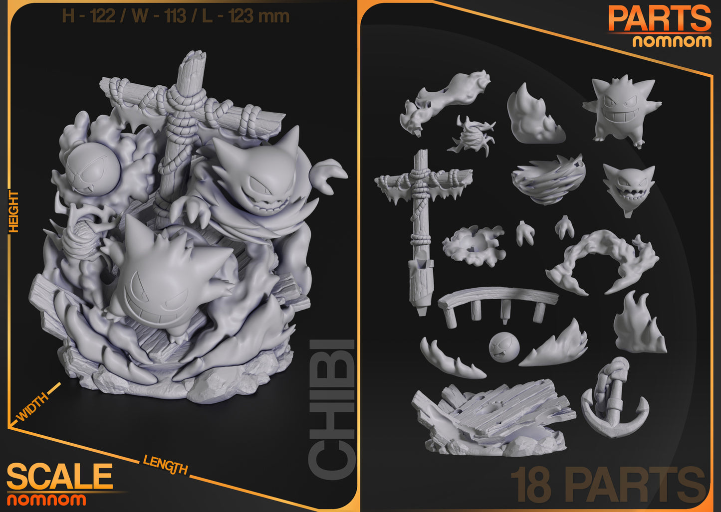 Unpainted Nom Nom Ghost Pokemon