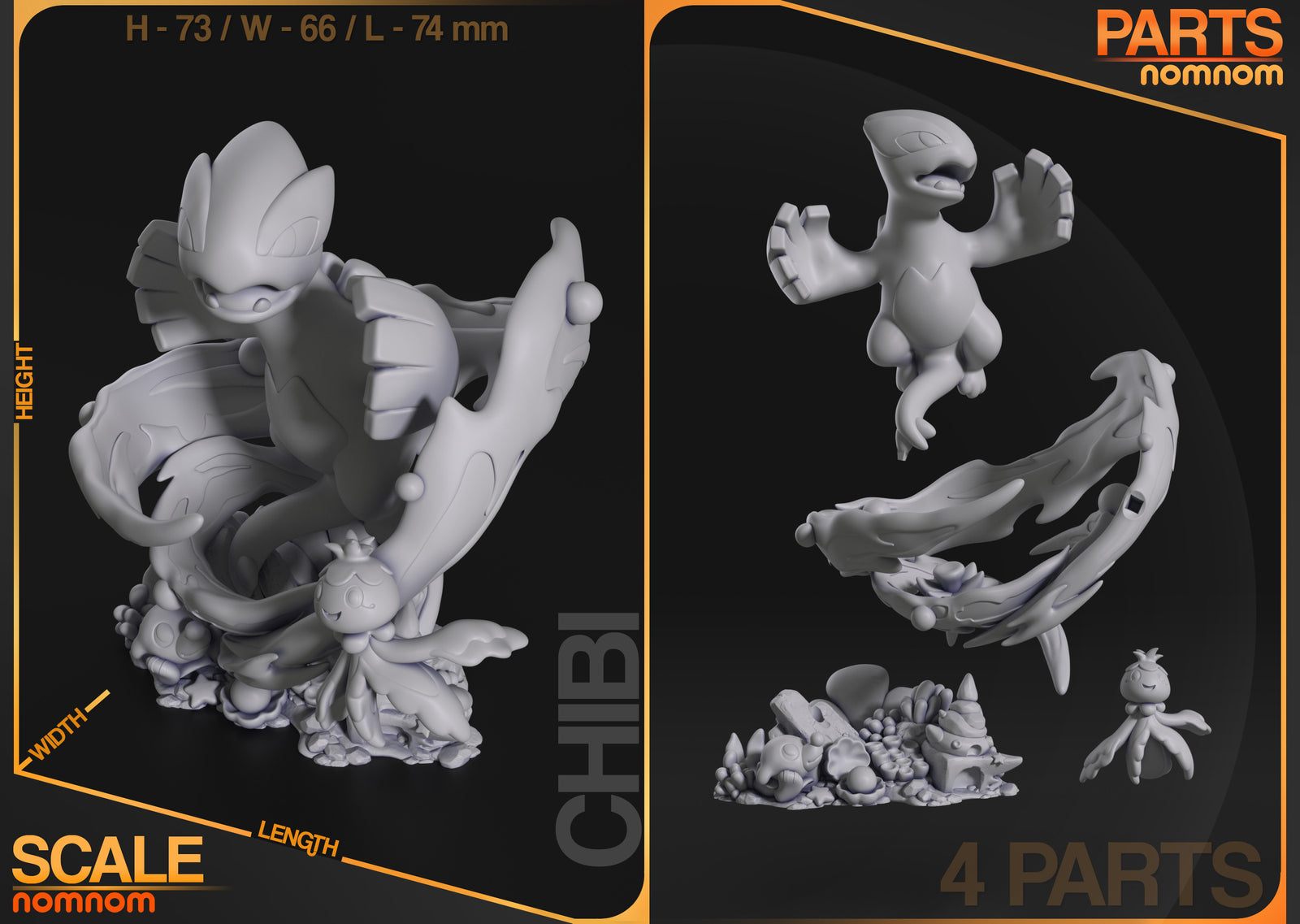 Unpainted Chibi Lugia from Pkemon
