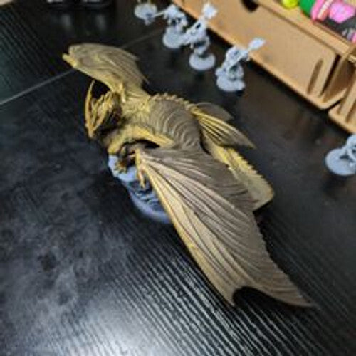 Unpainted Adult Bronze Dragon Miniature Model - Presupported for 3D Printing