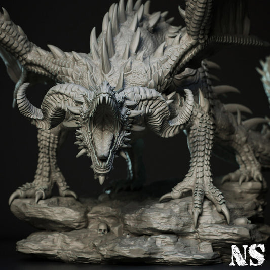 Unpainted Vibrant Young Red Dragon Figurine for 3D Printing