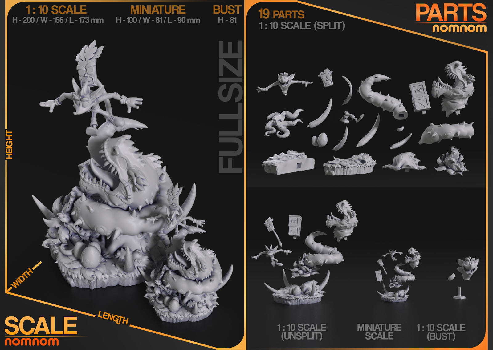 Unpainted Nom Nom Crash Bandicoot